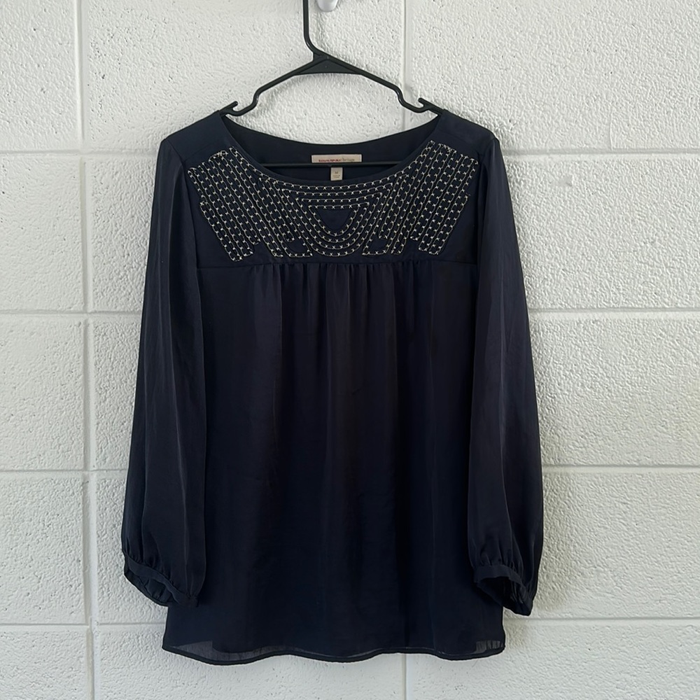 Blue banana republic satin long sleeve.